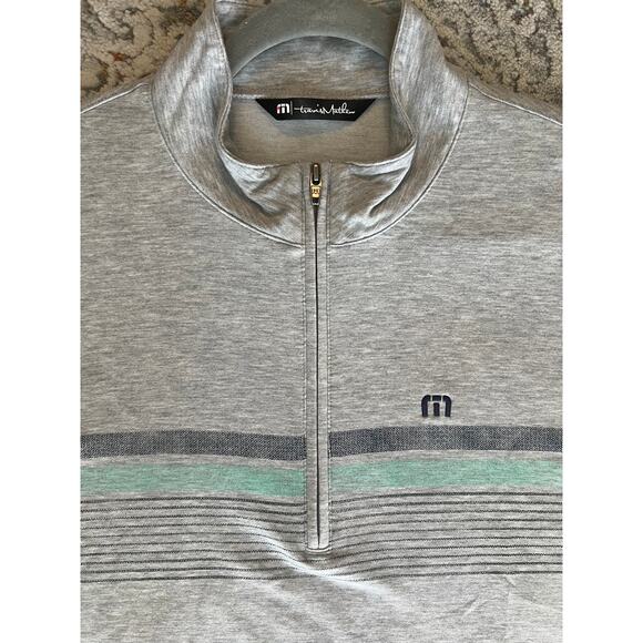 TravisMathew Grey Eco Collection Twist Lime 1/4 Zip Pullover Medium - Picture 5 of 11